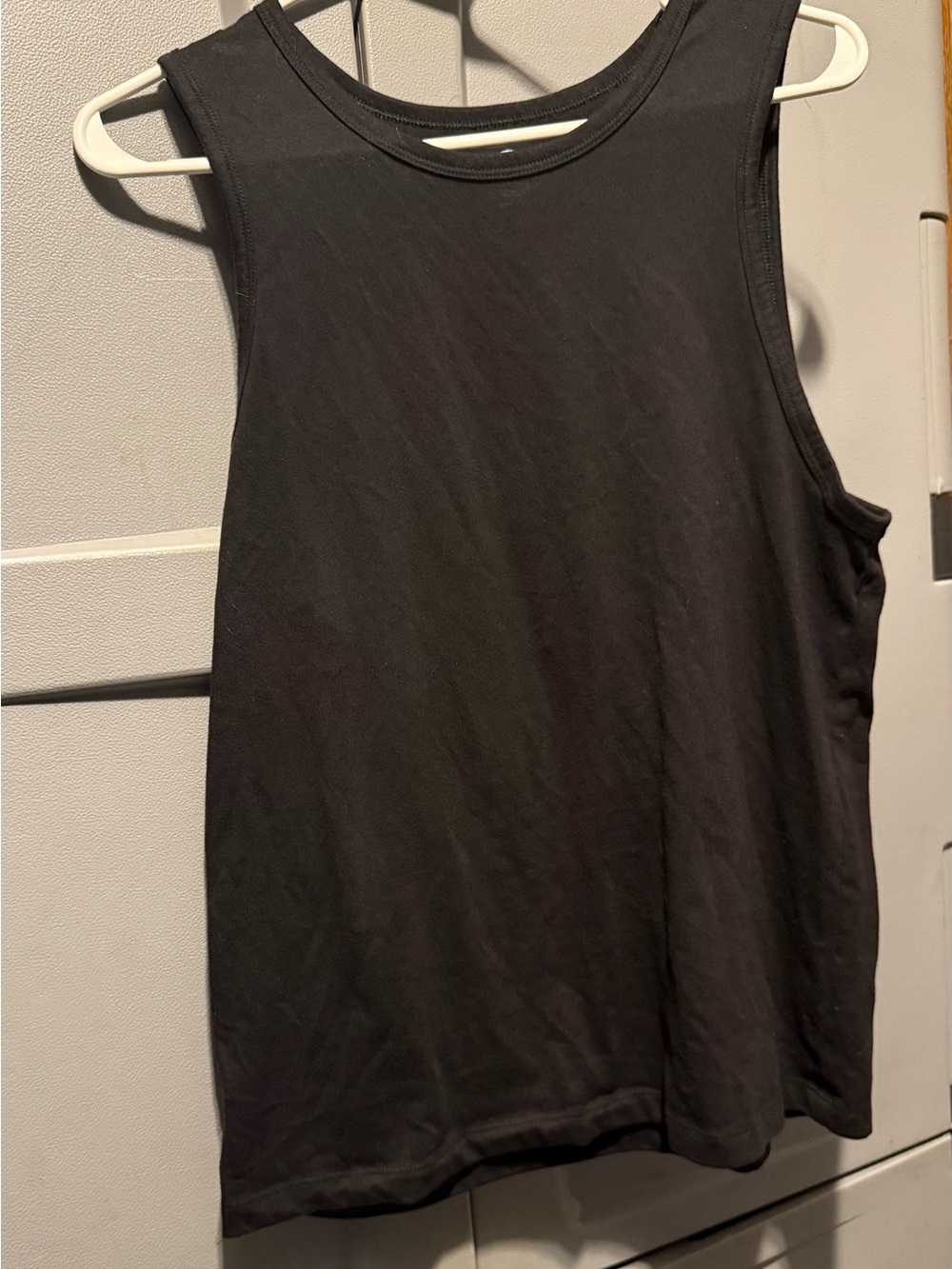 wonder nation Black Ribbed Crewneck Tank Top